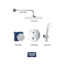 Grohtherm Termostatik Ankastre Banyo Bataryası Seti Gagasız Oval Geniş Oval Tepe Duşlu Krom
