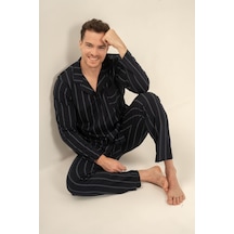 Arnetta Erkek Lacivert Çizgili Gömlek Pijama Takımı Ar3830-s-v1 Ar3830-s-v1