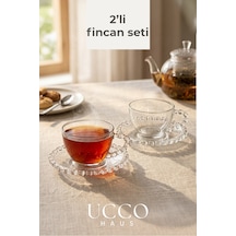 2 Kişilik Cam Fincan Seti 225 Ml Retro Fincan Çay Kahve Su Espresso Bitki Çayı Bardağı Bardak Seti