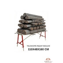Alüminyum Gövdeli Çelik Ayaklı Teleskopik Katlanır İnşaat İskelesi - 400 Kg Taşıma Kapasitesi 110x48x160cm