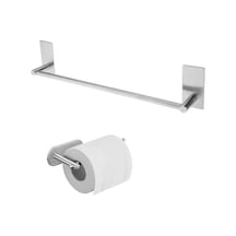 Deltahome Paslanmaz Çelik 40cm Havluluk Ve Tuvalet Kağıtlığı Set Hamburg - Kendinden Yapışkanlı Çok Renkli
