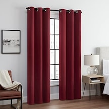 Andover Düz Üçlü Dokuma Termal Karartma Halkalı Yatak Odası İçin Perde 2 Panel , 106,68 Cm X 274,32 Cm, Kırmızı 50 x 22