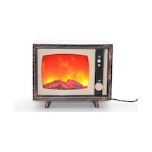 Tv Tasarımlı Ledli Şömine Lamba Açık Gri