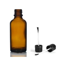 50ml Kahverengi Cam Şişe Fırça Kapaklı, 12 Adet, Ecza Şişesi, Kozmetik Şişe, Yapıştırıcı Şişesi, Yağ Şişesi Diğer
