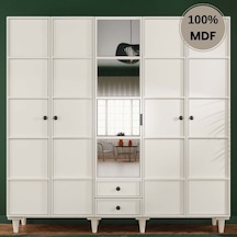 Zambak 5 Kapak Mdf Ayaklı Tasarım Gardırop Aytaşı