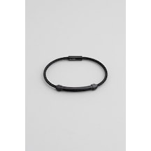 So Chic Siyah Detaylı Çelik Erkek Bileklik Çelik