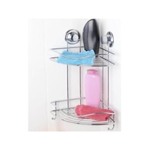 Tekno-tel Vakumlu İki Katlı Kancalı Banyo Köşe Rafı, Gümüş Diğer