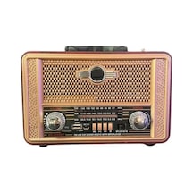 By Nevser Retro, Nostaljik, Ahşap Tasarım Bluetooth Hoparlörlü, Şarjlı, Taşınabilir Otantik Tasarımlı Fm/am Destekli Radyo Ns8098