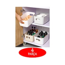 4'lü 3.5 Litre Beyaz Dolap Içi, Buzdolabı Düzenleyici, Banyo Organizer Sepet Beyaz