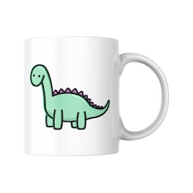 Dinozor Baskılı Sevimli Kupa Bardak Hediyelik Çay Kahve Kupası Coffee Mug Beyaz - Çok Renkli