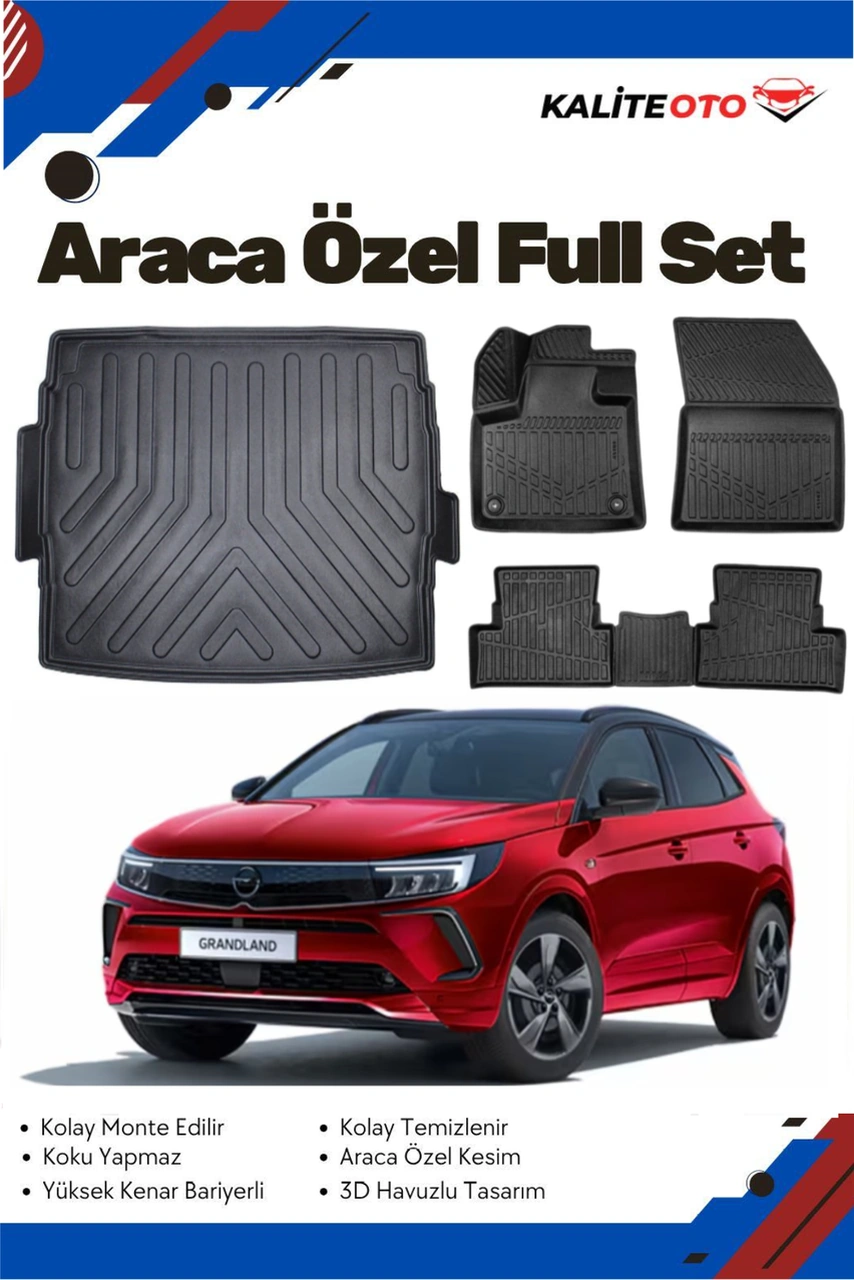 Opel Grandland 2024 Model Yumuşak Paspas+üst Bagaj Havuzu Seti