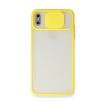 Apple  Uyumlu - iPhone X Kılıf Palm Buzlu Kamera Sürgülü Silikon - Sarı Çok Renkli