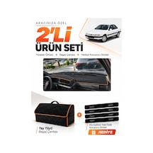 Peugeot 405 1987-1992 Uyumlu Torpido Örtüsü + Tay Tüyü Bagaj Çantası + Sticker - Siyah Kahverengi