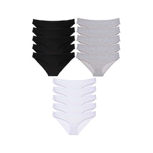 15 Adet Süper Eko Set Likralı Kadın Slip Külot Siyah Gri Beyaz Beden: Xl Standart