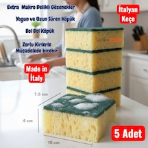 Technow Çift Taraflı Çizmez İtalyan Keçeli Kaliteli Buble Mercan Bulaşık Sünger 5 Adet
