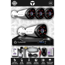 Turkno 4 Kameralı Galia 4 Dış Kamera Set 320 GB HDD Full HD Gece Görüşlü Güvenlik Kamerası Sistemi