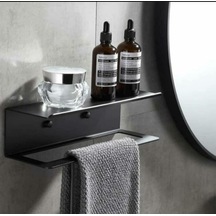 Aryamo Metal Raflı Modern Havluluk Siyah