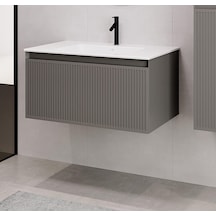 Denko Belgrad 81 Cm Çimento Gri Banyo Dolabı Alt Modül Lavabo Antrasit
