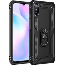 Xiaomi Redmi 9A Kılıf Sofya Yüzüklü Standlı Zırhlı Silikon Kılıf