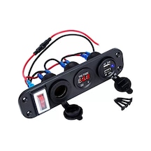 Çift Usb Araç Şarj Soketi Voltmetre Çakmaklık 12V Aç Kapa Anahtar (491910264)