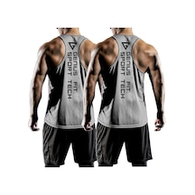 Genius Store 2'li Paket Erkek Dry Fit Y-back Gym Fitness Sporcu Atleti Gri