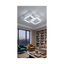 Yakamoz Model 2"li Gümüş 3 Renk Modu Ledli Modern Tavana Sıfır Salon Mutfak Çocuk Yatak Odası Led Avize