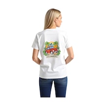 Paybuy Yaz Retro Beetle Sörf Tasarımı Baskılı Kadın Tişört Beyaz