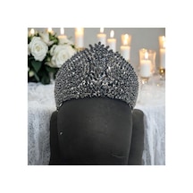 Kristal Taşlı Gelin,kına,nişan,söz,after,bride,party Taç 2 Siyah - 707821391 Siyah