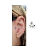 Yaprak Figürlü 925ayar Gümüş Tragus Helix Kikirdak Piercing Gümüş