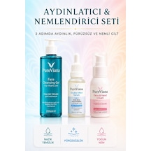 Pureviana Aydınlatıcı & Nemlendirici Cilt Bakım Seti 3 Lü Temizleme, Serum, Nemlendirici