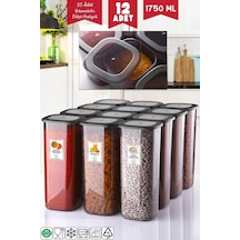 Nandy Home Etiketli 12 Adet 1750 Ml Ekonomik Kırılmaz Antrasit Saklama Kabı Antrasit
