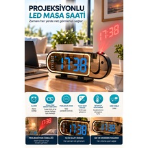 Şık Tasarımlı Led Masa Saati Dijital Ekran Alarm 12 24 Saat Ve Sıcaklık Göstergeli - Lisinya Siyah