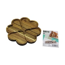 Akasya Yuvarlak 4 Kalp Bölmeli Ahşap Servis Sunum Tepsi - Tahtası 21 X 1.4cm 5468 Diğer