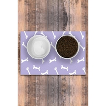 Evaşk  Vinil Kaymaz Tabanlı Keçe Baskılı Evcil Hayvan Pet Mama Paspası 40x60 Renk MOR PM39LMOR