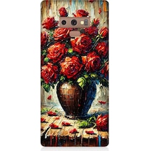 Samsung Galaxy Note 9 Uyumlu Kırmızı Vazoda Gül Ziyafeti Desenli Silikon Kılıf Çok Renkli