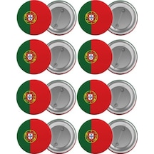 Portekiz Bayrağı Çanta Rozeti Seti 8 Adet En Büyük Boy 5.8Cm Iğne