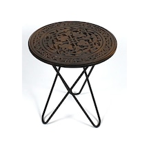 Ahşap Oymalı Yuvarlak Sehpa 40 Cm