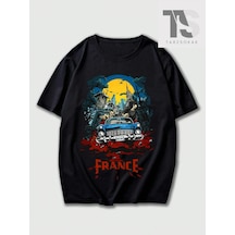 Tarzsokak Street Life Erkek Araba Ve Mektup Baskılı T-shirt Siyah