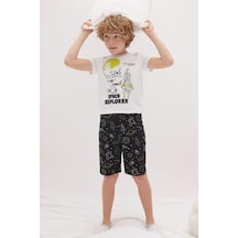 Defacto Erkek Çocuk Baskılı Kısa Kollu Şort Pijama Takım Z9175a623smwt34 Beyaz