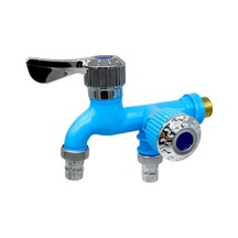 Xiyyadms Çift Su Çıkışı Seramik+metal Materyalli Mutfak/balkon/banyo Çok Amaçlı 1/2 İnç Vida Lavabo Musluğu Mavi Mavi