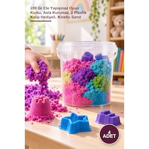 4 Adet Kinetik Kum 200 Gr Ele Yapışmaz Oyun Kumu, Asla Kurumaz, 2 Plastik Kalıp Hediyeli, Kinetic Sand