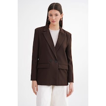 Mixray 4516 Kadın Bezayağı Blazer Ceket Kahve
