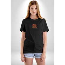 Game Oyun Alanı Siyah Oversize Unisex Ön Orta Minimal Baskılı Tişört Siyah