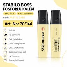 Boss Fosforlu Kalem 1 Adet Metin İşaretleme Kalemi Pastel Sarı
