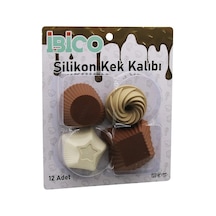 Lb 12pcs Renkli Silikon Muffin - Kek Kalıp Mix Şekil 3-dikdörtgen - 3-yuvarlak - 3-rüzgar Gülü - 3-yıldız Çok Renkli