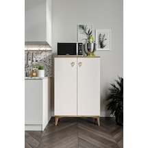 Simple Çok Amaçlı Dolap Mutfak Balkon Kiler Banyo Ayakkabılık Dolabı Ekru Ceviz