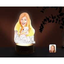 Kişiye Özel Kadın Mimar Karikatürlü Dekoratif 3D Biblo Led Işıklı