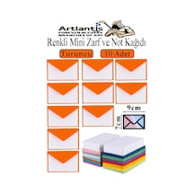 Renkli Mini Zarf 7x9 Cm Not Kağıtlı 10 Adet Küçük Renkli Zarf Mektup Oyun Zarfı Doğum Günü Dilekleri Zarfı Canlı Renkler Turuncu