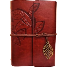 Yaprak Desenli Kahverengi Deri Defter Acı Kahve Yaprak Desenli Kahverengi Deri Defter Acı Kahve