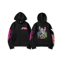 Tarzsokak Jojo'nun Tuhaf Macera Fermuarlı Unisex Hoodies Tip69 13932 Siyah